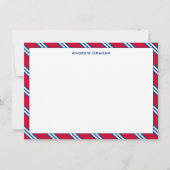 Stropdas Stripe Red en Navy Note Card Notitiekaartje (Voorkant)