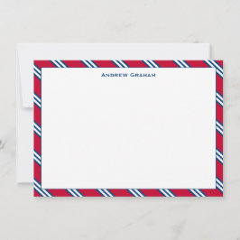 Stropdas Stripe Red en Navy Note Card Notitiekaartje