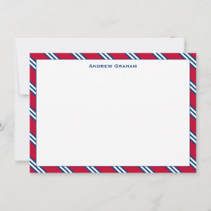 Stropdas Stripe Red en Navy Note Card Notitiekaartje