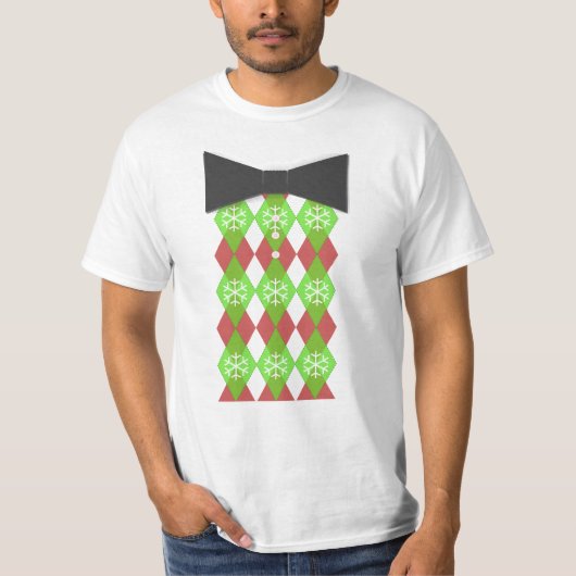 Stropdas T-Shirt met kerstboomrand (Voorkant)