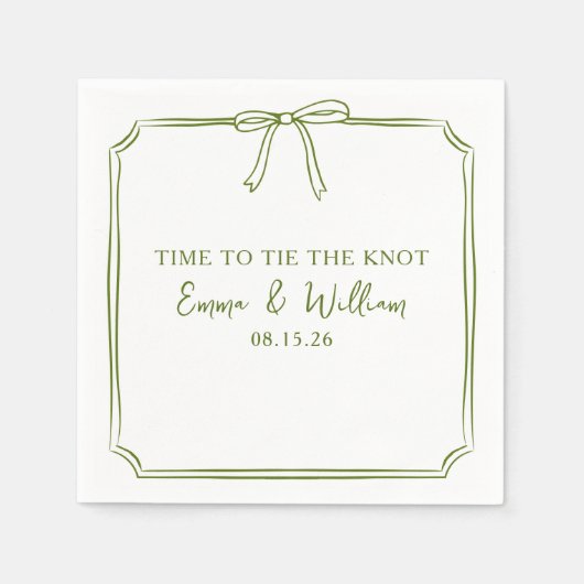 "Stropdas The Knot" Elegante Bow Simple Olive Wedd Servet (Voorkant)