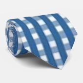 stropdas "Trending Blue and White Gingham Check" (Opgerold)