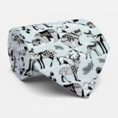 Stropdas Tribal Woodland Beren, Deer, Black Aqua B (Opgerold)