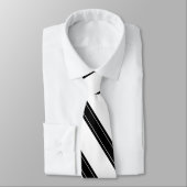 Stropdas / Triple Stripe Black op wit patroon (Gebonden)