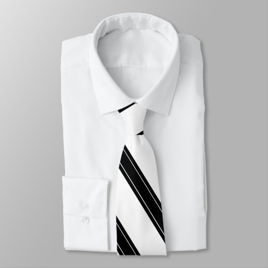 Stropdas / Triple Stripe Black op wit patroon (Gebonden)