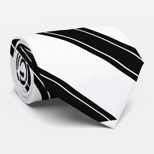 Stropdas / Triple Stripe Black op wit patroon (Opgerold)