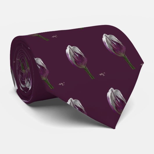 Stropdas tulp paars (Opgerold)