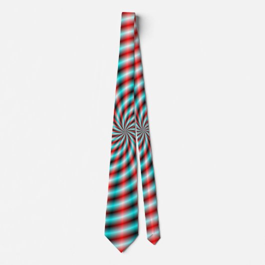 Stropdas Turquoise en Red Spiral Rays (Voorkant)