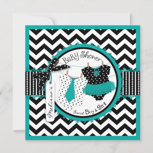 Stropdas Tutu Chevron Baby shower Kaart (Voorkant)