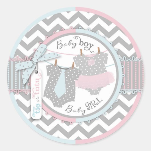 Stropdas Tutu Chevron Geslacht onthullen Ronde Sticker (Voorkant)