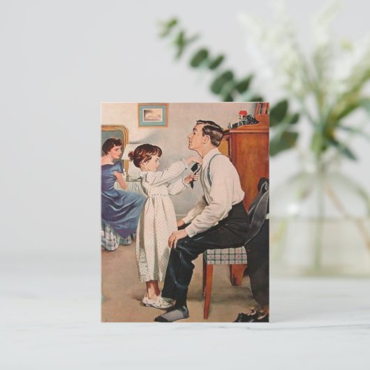 Stropdas  Tying Daddys Briefkaart (Staand voorkant)