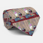 Stropdas van beige en rode wijn en druiven (Opgerold)