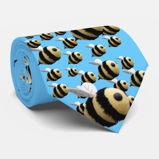 Stropdas van bijen in blauw (Opgerold)