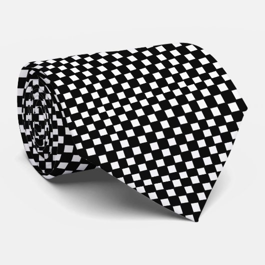 Stropdas van Black en White Gingham (Opgerold)