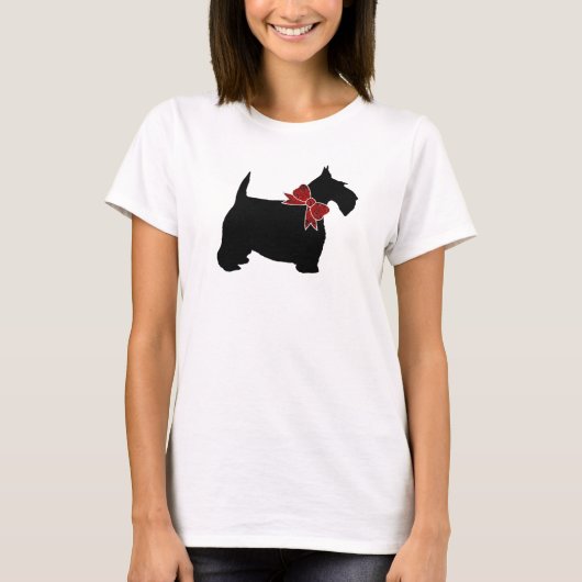 Stropdas van Black Scottie Red Paisley Bow T-shirt (Voorkant)