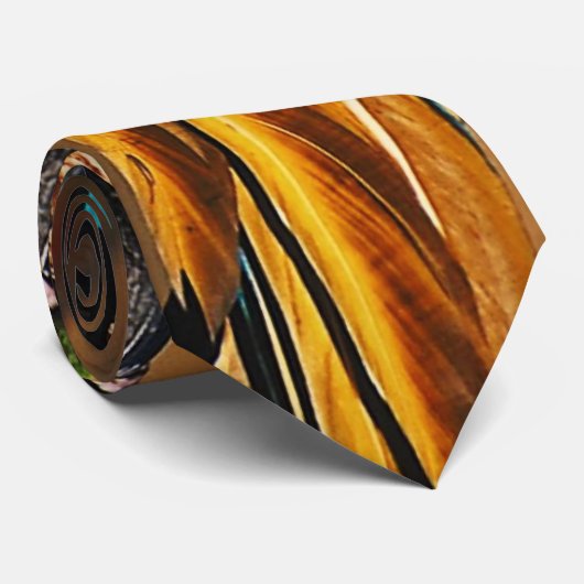 Stropdas van blauwe en gouden ara's (Opgerold)