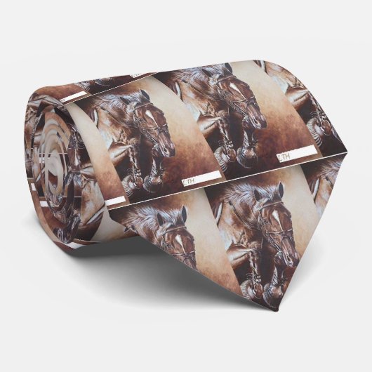 stropdas van bruin springpaard LTH (Opgerold)