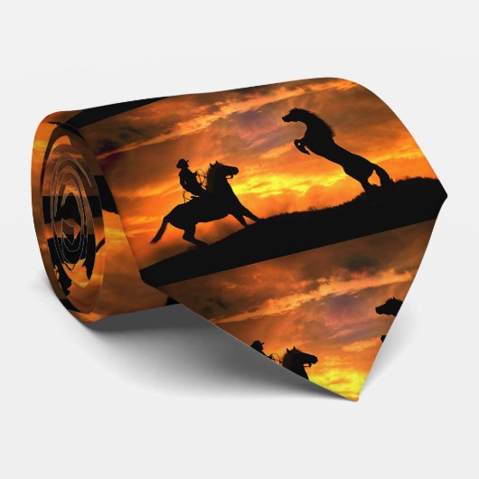 Stropdas van Cowboy en Wild Stallion (Opgerold)