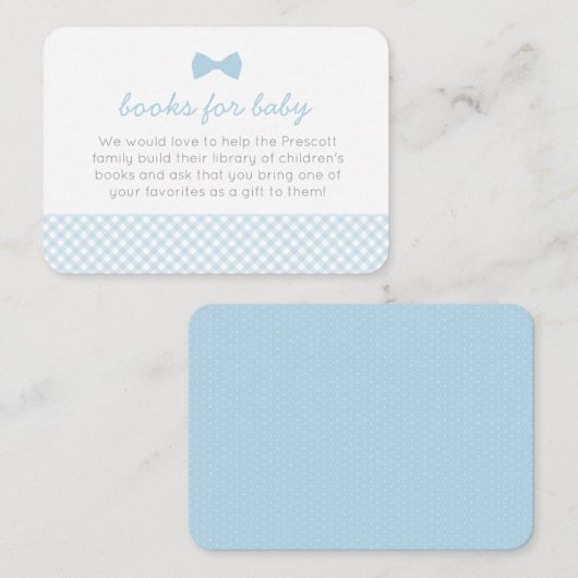 Stropdas van de boog van Gingham baby shower Plaatskaartje (Voorkant / Achterkant)