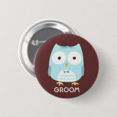 Stropdas van de boomgaard Owl Groom Wearing Bow |  Ronde Button 5,7 Cm (Voorkant /achterkant)