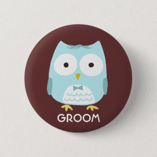 Stropdas van de boomgaard Owl Groom Wearing Bow    Ronde Button 5,7 Cm