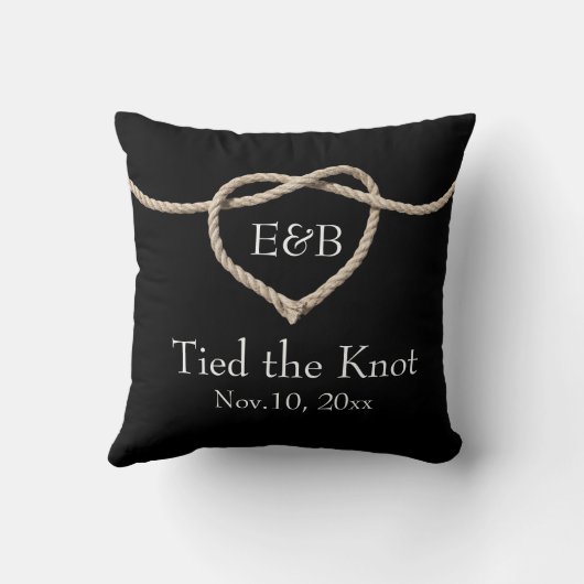 Stropdas van de Knot Black Wedding Pillow Kussen (Achterkant)