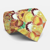 Stropdas van de man - Oranje en gele orchideeën. (Opgerold)