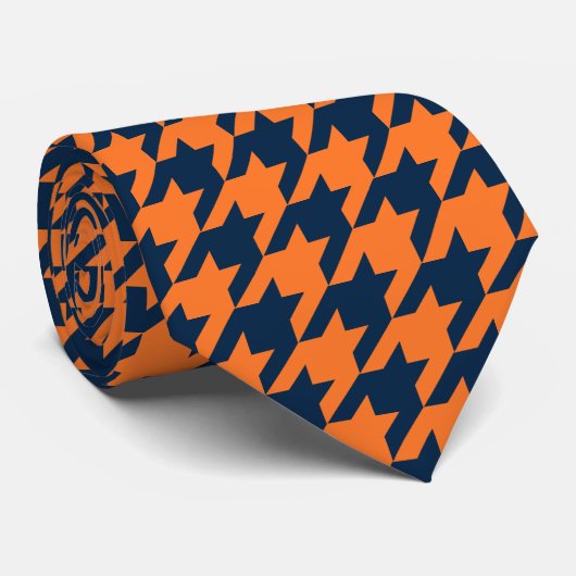 Stropdas van de Oranje/Navy Houndstooth (Opgerold)