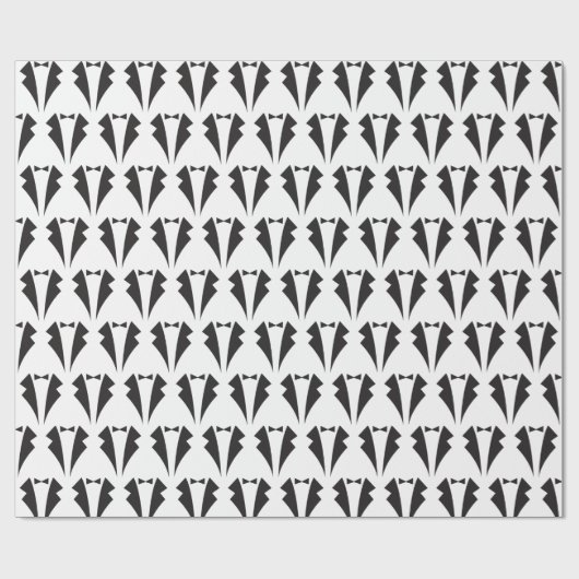 Stropdas van de Zwarte Bow en Tuxedo Groomsmen Wed Cadeaupapier (Vlak)