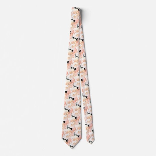 Stropdas van de zwarte peach pony Floral Pattern W (Voorkant)