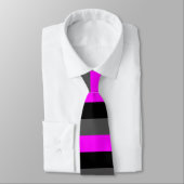 Stropdas van Fuchsia, Black en Grey Thick Stripes (Gebonden)