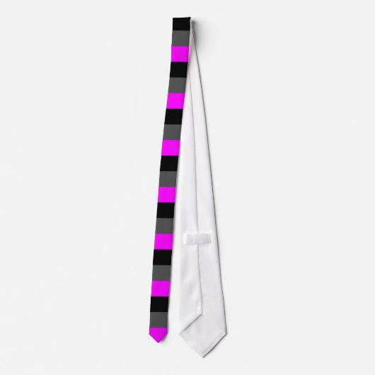 Stropdas van Fuchsia, Black en Grey Thick Stripes (Achterkant)