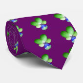 Stropdas van groene en blauwe pansy Floral (Opgerold)