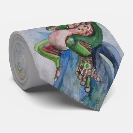 Stropdas van groene grijze kikker (Opgerold)