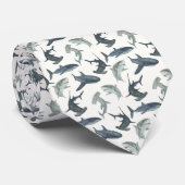 Stropdas van haaien | Waterverf haaienpatroon | st (Opgerold)