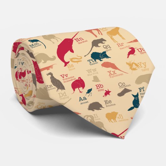 Stropdas van het alfabet van obscure dieren (Opgerold)