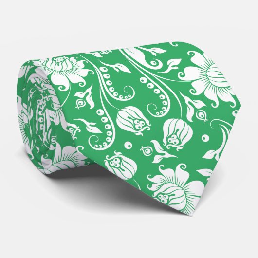 Stropdas van het flessenpatroon met witte en groen (Opgerold)