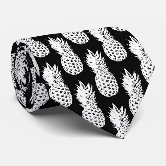 Stropdas van het patroon van zwarte en witte anana (Opgerold)