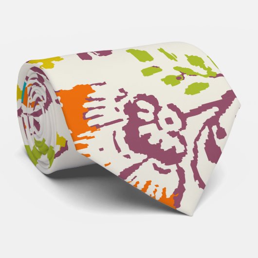 Stropdas van het pruimeltje en het Oranje  Floral  (Opgerold)