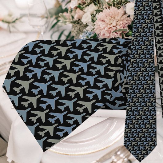 Stropdas van het vliegtuig Armani Gray op zwart