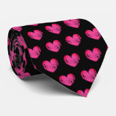 Stropdas van het wollige zwarte en roze hartritme (Opgerold)