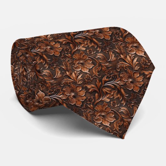 Stropdas van leren bloemen (Opgerold)