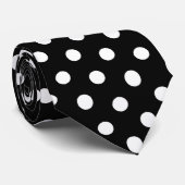 Stropdas van Mannen met zwarte en witte poka (Opgerold)