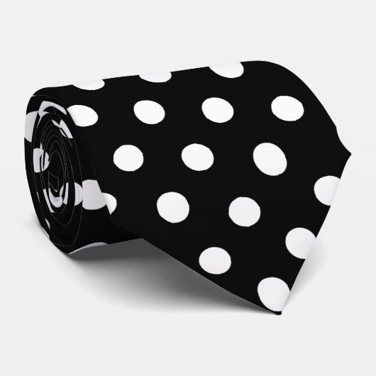 Stropdas van Mannen met zwarte en witte poka (Opgerold)