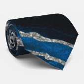 Stropdas van Navy Blue en Silver Agate Wedding Gro (Opgerold)