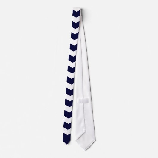 Stropdas van Navy Blue- en White Chevron-Mannen (Achterkant)