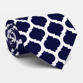 Stropdas van Navy Blue en White Moroccan Mannen (Opgerold)