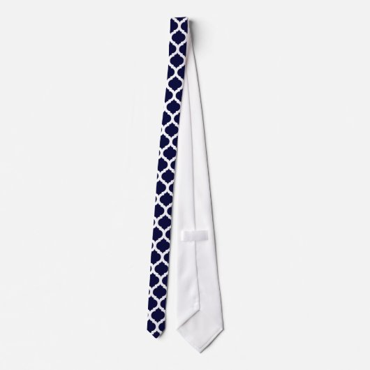 Stropdas van Navy Blue en White Moroccan Mannen (Achterkant)