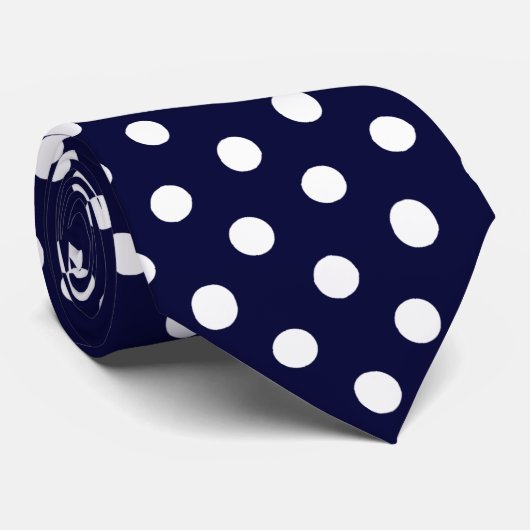 Stropdas van Navy Blue & White Polka Dot Mannen (Opgerold)