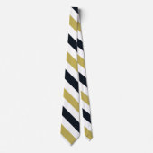 Stropdas van Navy Gold en White University Stripe (Voorkant)